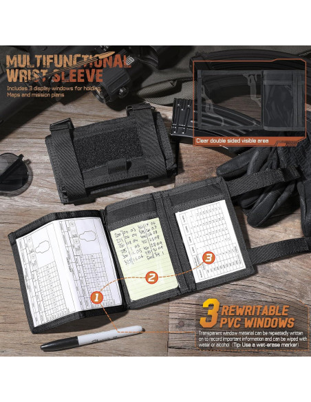 Funda de Mapa Táctica LIVANS Negra para Brazo con 3 Bolsillos