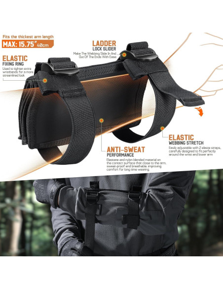 Funda de Mapa Táctica LIVANS Negra para Brazo con 3 Bolsillos