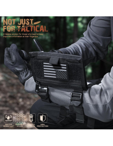 Funda de Mapa Táctica LIVANS Negra para Brazo con 3 Bolsillos