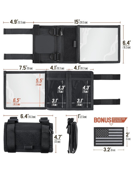 Funda de Mapa Táctica LIVANS Negra para Brazo con 3 Bolsillos