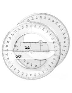Transportador 360 Grados Mr. Pen - Paquete de 2, Plástico Transparente