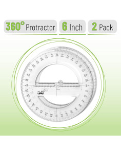 Transportador 360 Grados Mr. Pen - Paquete de 2, Plástico Transparente 2