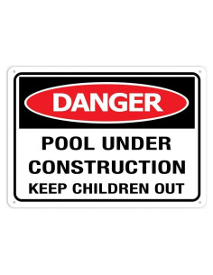 Señal de Peligro Piscina en Construcción Metal 20x30 cm