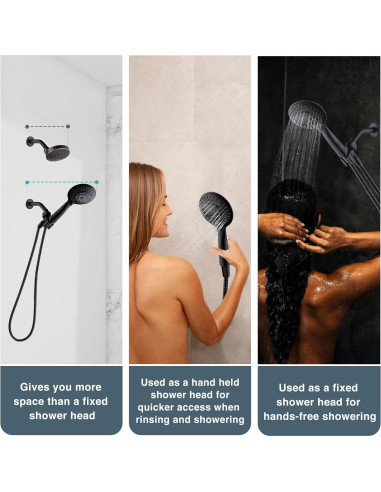 Cabezal de Ducha DUCHAS BRILLANTES 9 Funciones con Manguera 152.4 cm