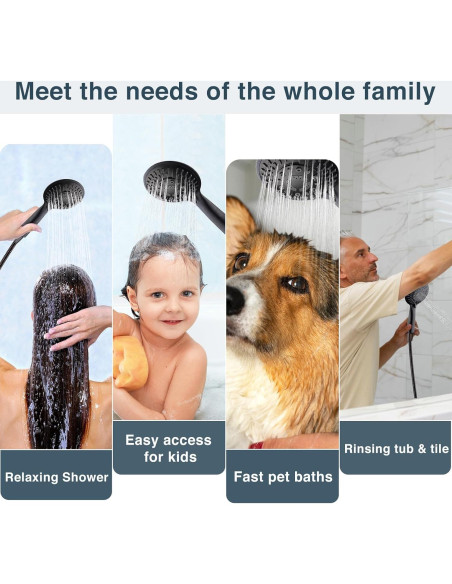 Cabezal de Ducha DUCHAS BRILLANTES 9 Funciones con Manguera 152.4 cm