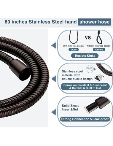Cabezal de Ducha DUCHAS BRILLANTES 9 Funciones con Manguera 152.4 cm