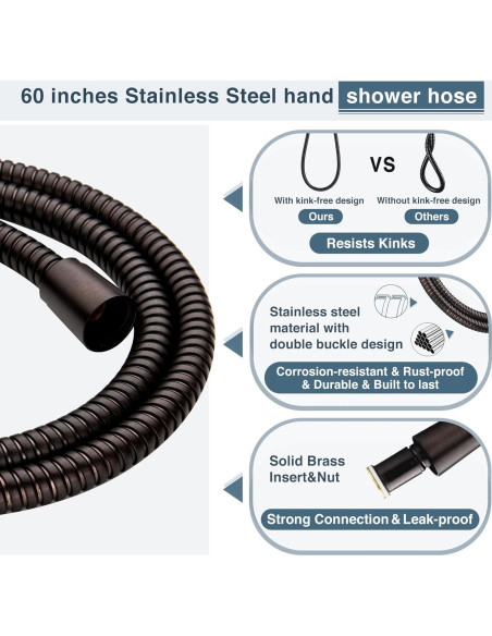 Cabezal de Ducha DUCHAS BRILLANTES 9 Funciones con Manguera 152.4 cm
