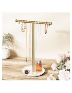 Soporte Organizador de Joyería Jasopaco Oro 32 cm Forma de T