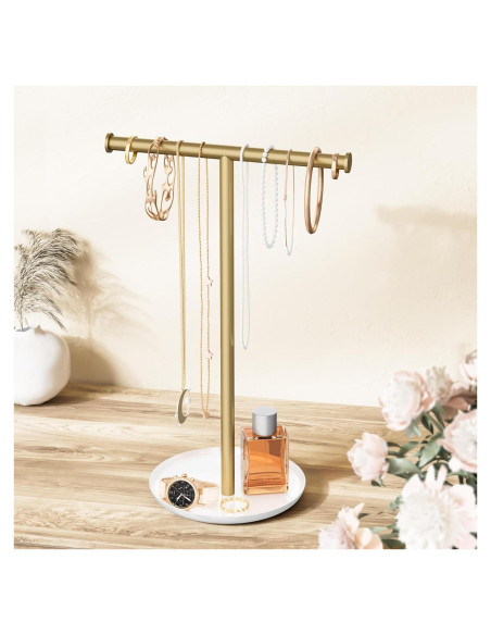 Soporte Organizador de Joyería Jasopaco Oro 32 cm Forma de T