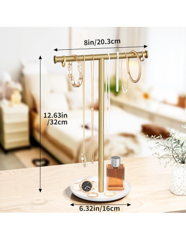 Soporte Organizador de Joyería Jasopaco Oro 32 cm Forma de T