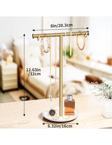 Soporte Organizador de Joyería Jasopaco Oro 32 cm Forma de T