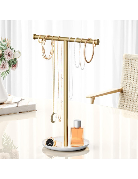 Soporte Organizador de Joyería Jasopaco Oro 32 cm Forma de T