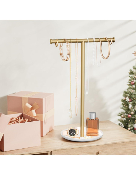 Soporte Organizador de Joyería Jasopaco Oro 32 cm Forma de T