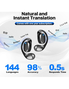 Auriculares Traductores AI Merryking 144 Idiomas Negro 2