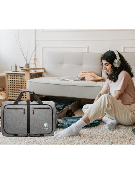 Bolsa de Viaje Plegable Bago 40L Gris Nieve - Impermeable y Ligera Bolsa de Viaje Plegable Bago 40L Gris Nieve - Impermeable y Ligera