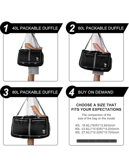 Bolsa de Viaje Plegable Bago 40L Gris Nieve - Impermeable y Ligera Bolsa de Viaje Plegable Bago 40L Gris Nieve - Impermeable y Ligera