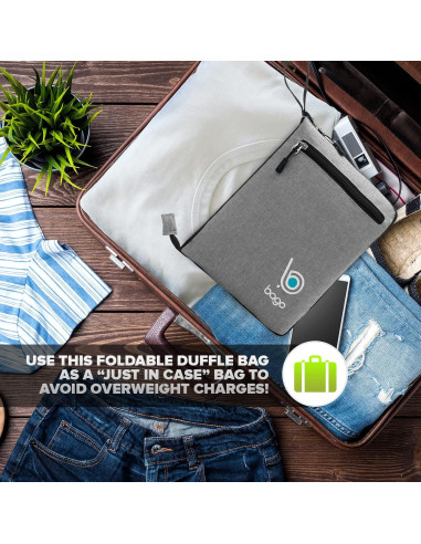 Bolsa de Viaje Plegable Bago 40L Gris Nieve - Impermeable y Ligera