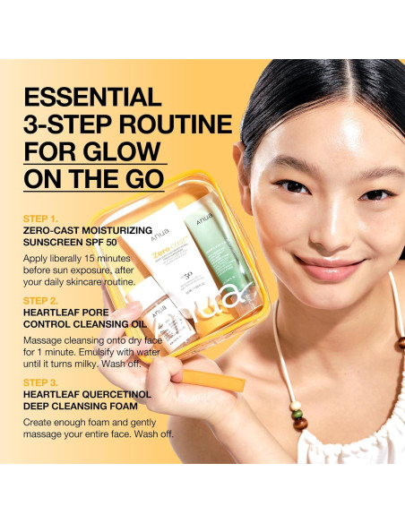 Kit de Viaje Anua: Protector Solar SPF 50 y Limpiadores Mini