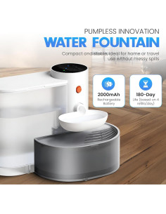 Fuente de Agua Inalámbrica UTOPPI 3L para Gatos y Perros Pequeños 2