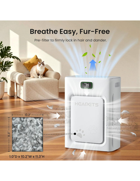 Purificador de Aire HEAPETS P358 para Mascotas hasta 185,8 m