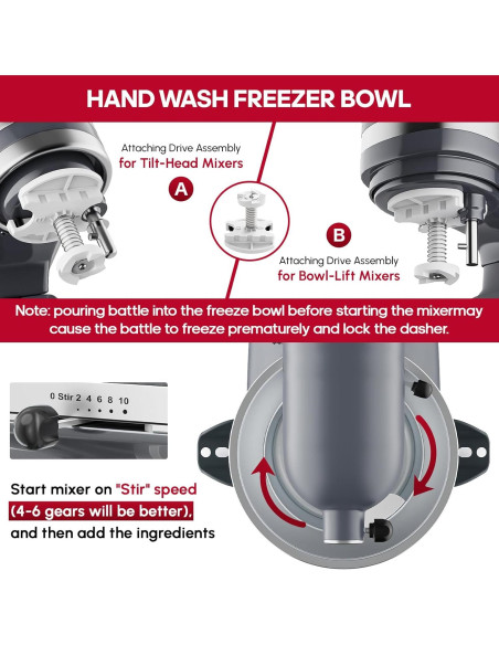 Accesorio Hacedor de Helados InnoMoon para Batidora KitchenAid 1.89L