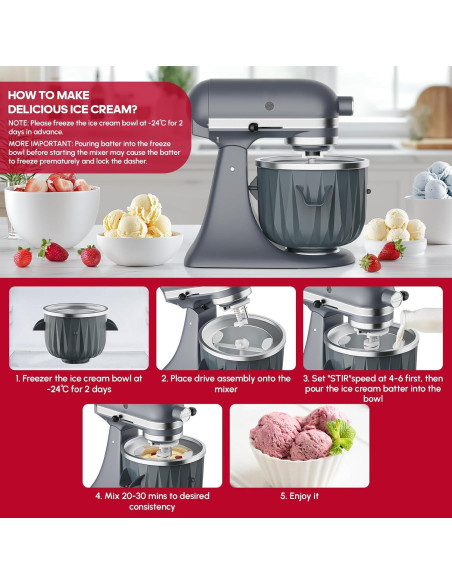 Accesorio Hacedor de Helados InnoMoon para Batidora KitchenAid 1.89L