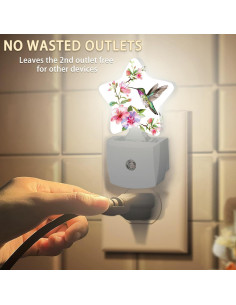 Luz Nocturna Enchufable Losthll Flor Colibrí con Sensor Automático 2