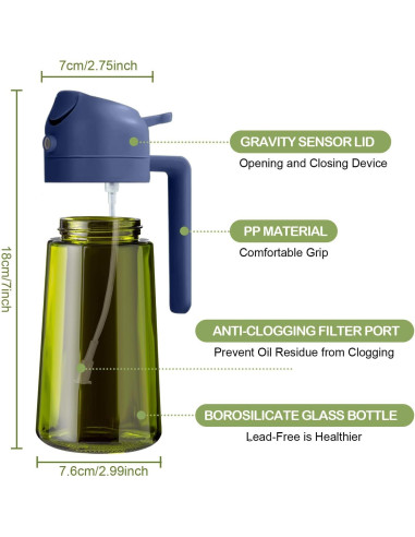 Pulverizador de Aceite YARRAMATE 470ml Verde Oscuro 2 en 1