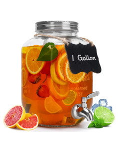 Dispensador de Bebidas de Vidrio Goldfishwa 3.78L con Grifo