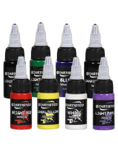Set de Tinta de Tatuaje Profesional GTARTISTOO 8 Colores 15ml