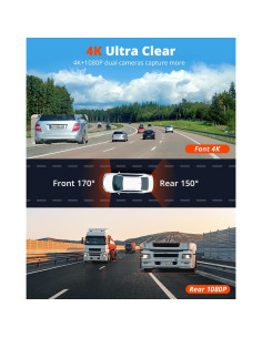 Cámara Dash Kingslim 4K Delantera y Trasera con WiFi 5G 2