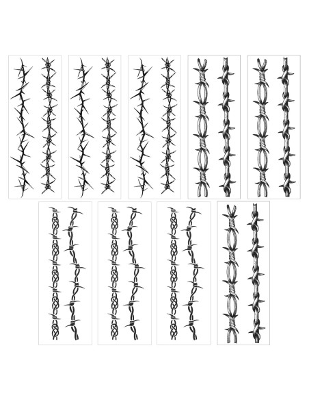 Tatuajes Temporales Alambre de Púas CIATBYYJ 18 Piezas 22x8cm Tatuajes Temporales Alambre de Púas CIATBYYJ 18 Piezas 22x8cm