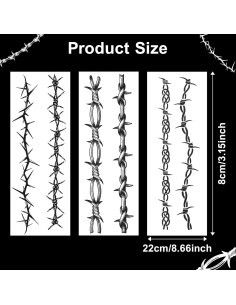 Tatuajes Temporales Alambre de Púas CIATBYYJ 18 Piezas 22x8cm 2