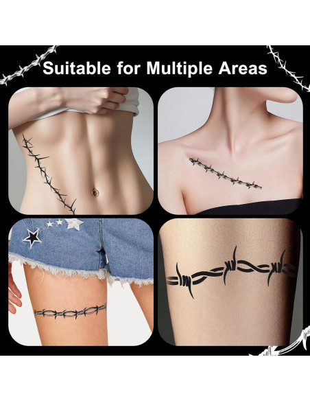 Tatuajes Temporales Alambre de Púas CIATBYYJ 18 Piezas 22x8cm Tatuajes Temporales Alambre de Púas CIATBYYJ 18 Piezas 22x8cm