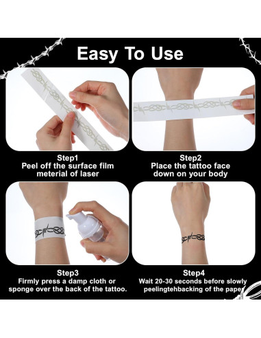 Tatuajes Temporales Alambre de Púas CIATBYYJ 18 Piezas 22x8cm