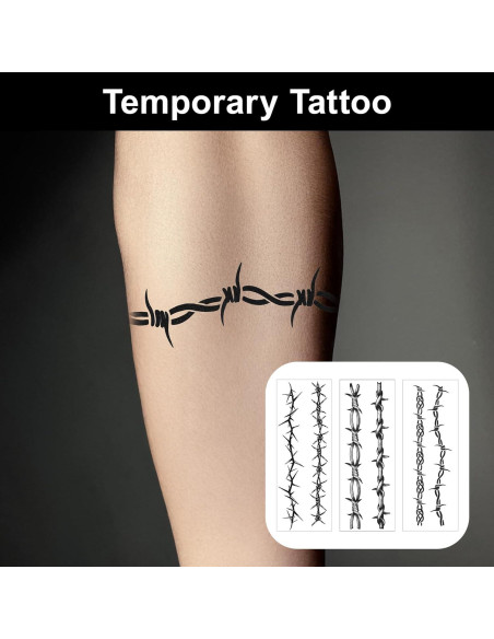 Tatuajes Temporales Alambre de Púas CIATBYYJ 18 Piezas 22x8cm Tatuajes Temporales Alambre de Púas CIATBYYJ 18 Piezas 22x8cm