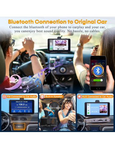 Pantalla CarPlay Inalámbrica 7" con Cámara de Tablero 2.5K