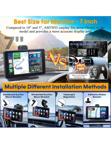 Pantalla CarPlay Inalámbrica 7" con Cámara de Tablero 2.5K
