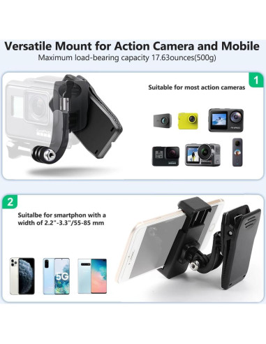 Soporte de Mochila para Cámara y Teléfono Toegewyd 360 Ajustable