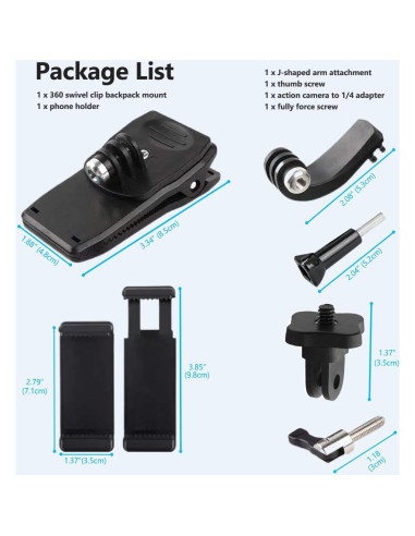 Soporte de Mochila para Cámara y Teléfono Toegewyd 360 Ajustable