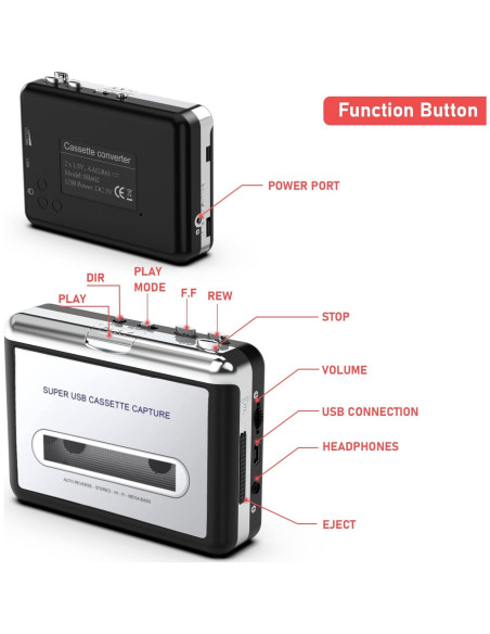 Reproductor de Casete Mersoco BR602S Plata - Convierte a MP3
