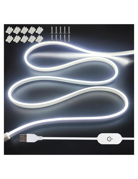 Tira de Luz LED Neón Blanca 5m XZKJ Dimmable USB Impermeable
