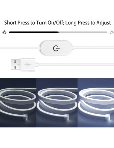 Tira de Luz LED Neón Blanca 5m XZKJ Dimmable USB Impermeable