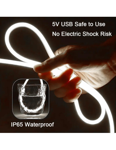 Tira de Luz LED Neón Blanca 5m XZKJ Dimmable USB Impermeable