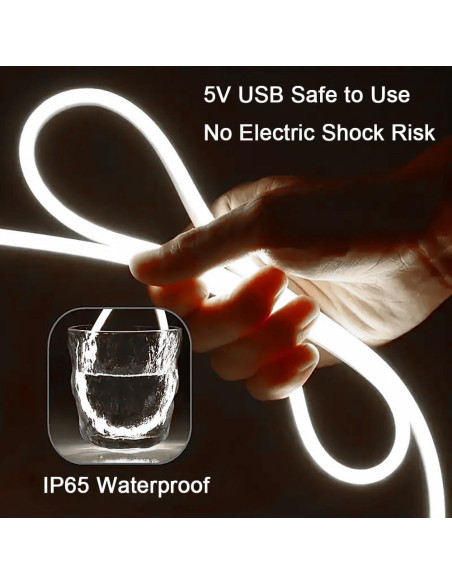 Tira de Luz LED Neón Blanca 5m XZKJ Dimmable USB Impermeable