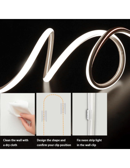 Tira de Luz LED Neón Blanca 5m XZKJ Dimmable USB Impermeable
