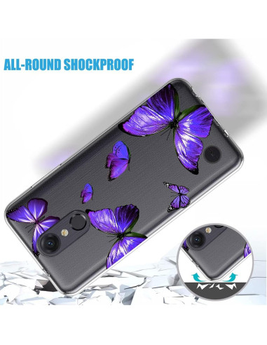 Funda Transparente TPU para LG Aristo 2/3 y Fortuna 2 - Mariposa Púrpura