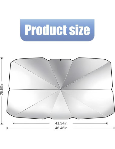 Parasol de Parabrisas Zpana 65x118 cm, Protección Solar Efectiva