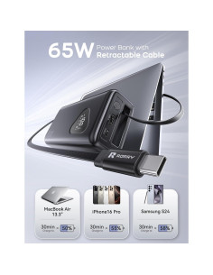 Banco de Energía RORRY 25000mAh 65W Cargador Portátil Negro 2
