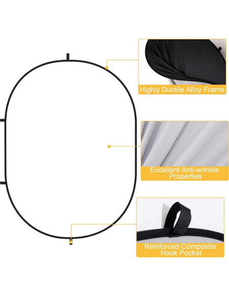 Fondo Colapsable Kate 1.5x2m Negro/Blanco para Fotografía Fondo Colapsable Kate 1.5x2m Negro/Blanco para Fotografía